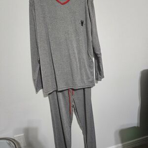 Cozy Gray MenPajama Set with Red Accents